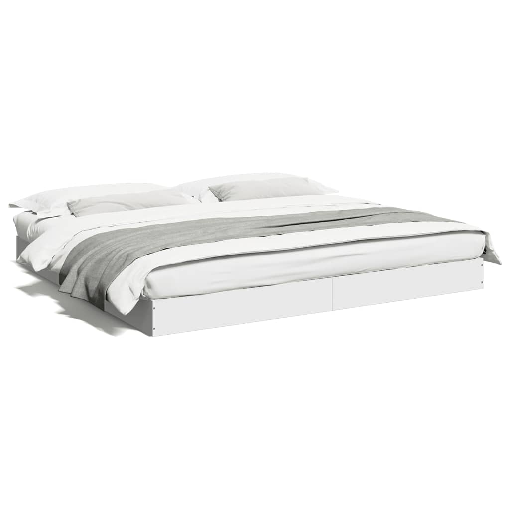 White Engineered Wood Super King Bed Frame 180x200 cm