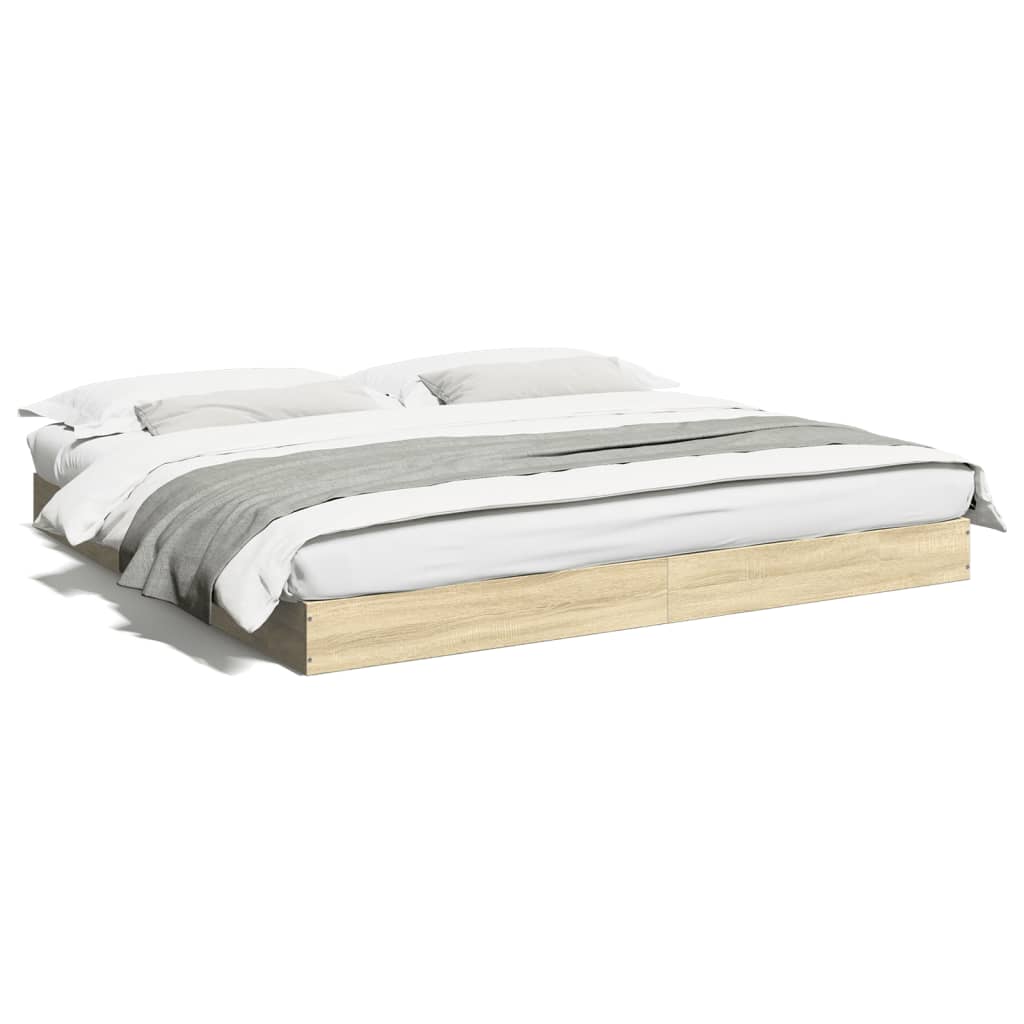 Bed Frame without Mattress Sonoma Oak 180x200 cm Super King Engineered Wood