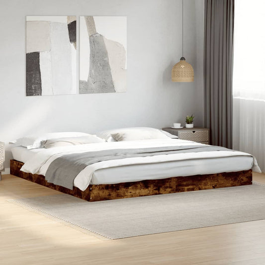 Super King Smoked Oak Bed Frame 180x200 cm - Engineered Wood