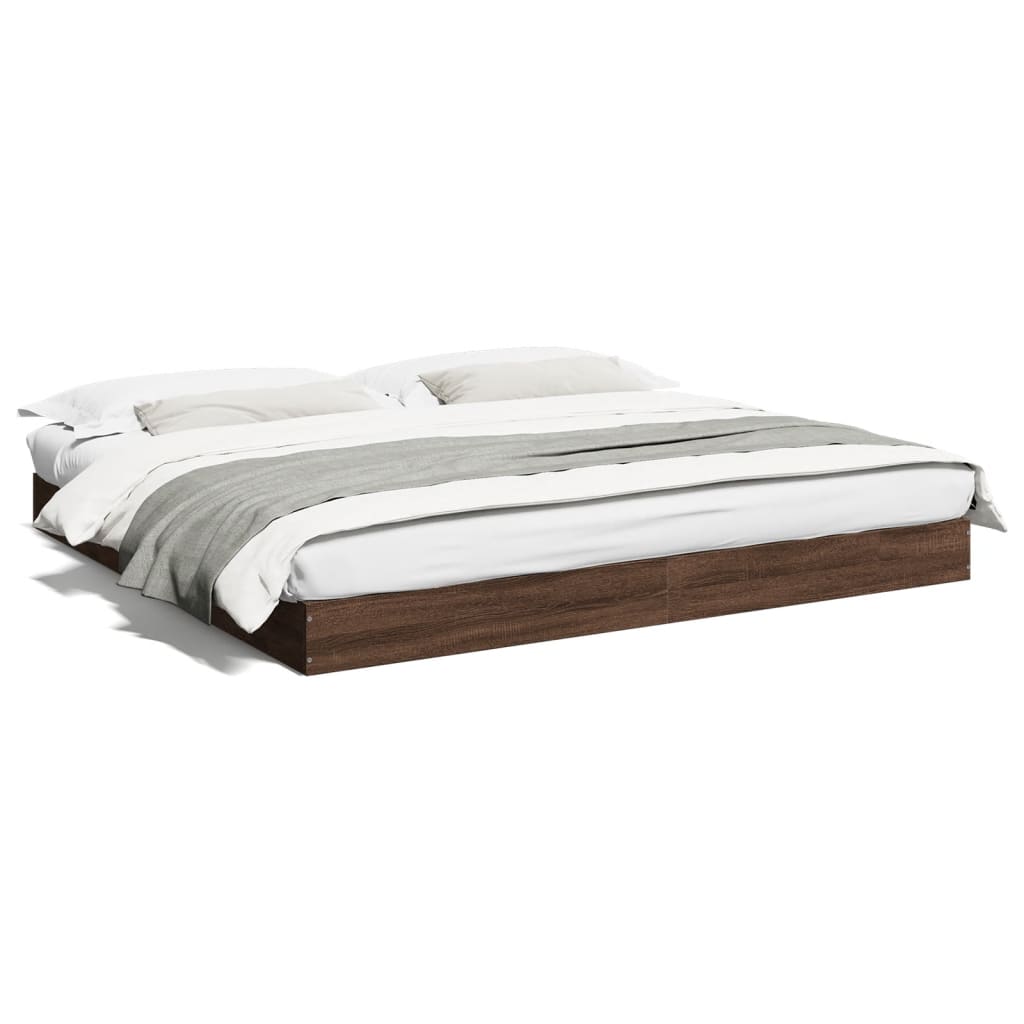 Bed Frame without Mattress Brown Oak 180x200 cm Super King Engineered Wood