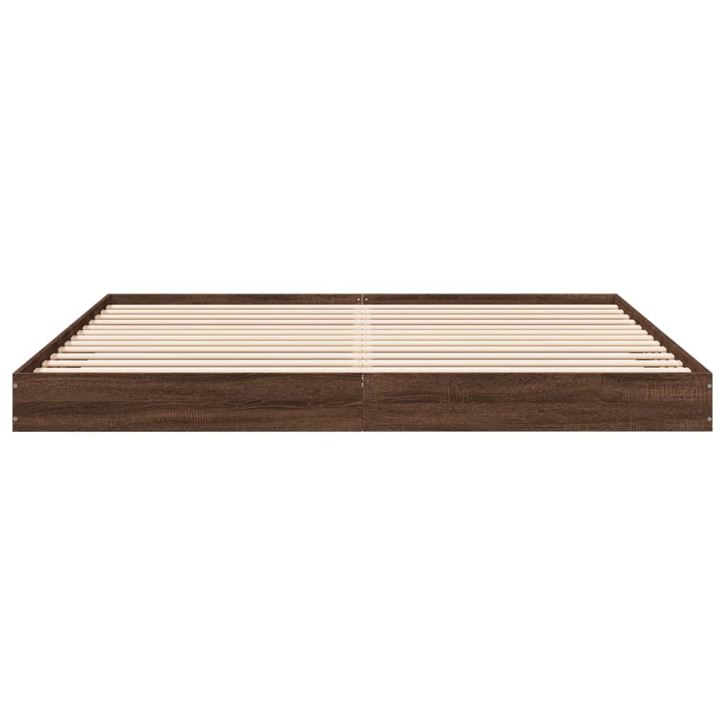 Bed Frame without Mattress Brown Oak 180x200 cm Super King Engineered Wood
