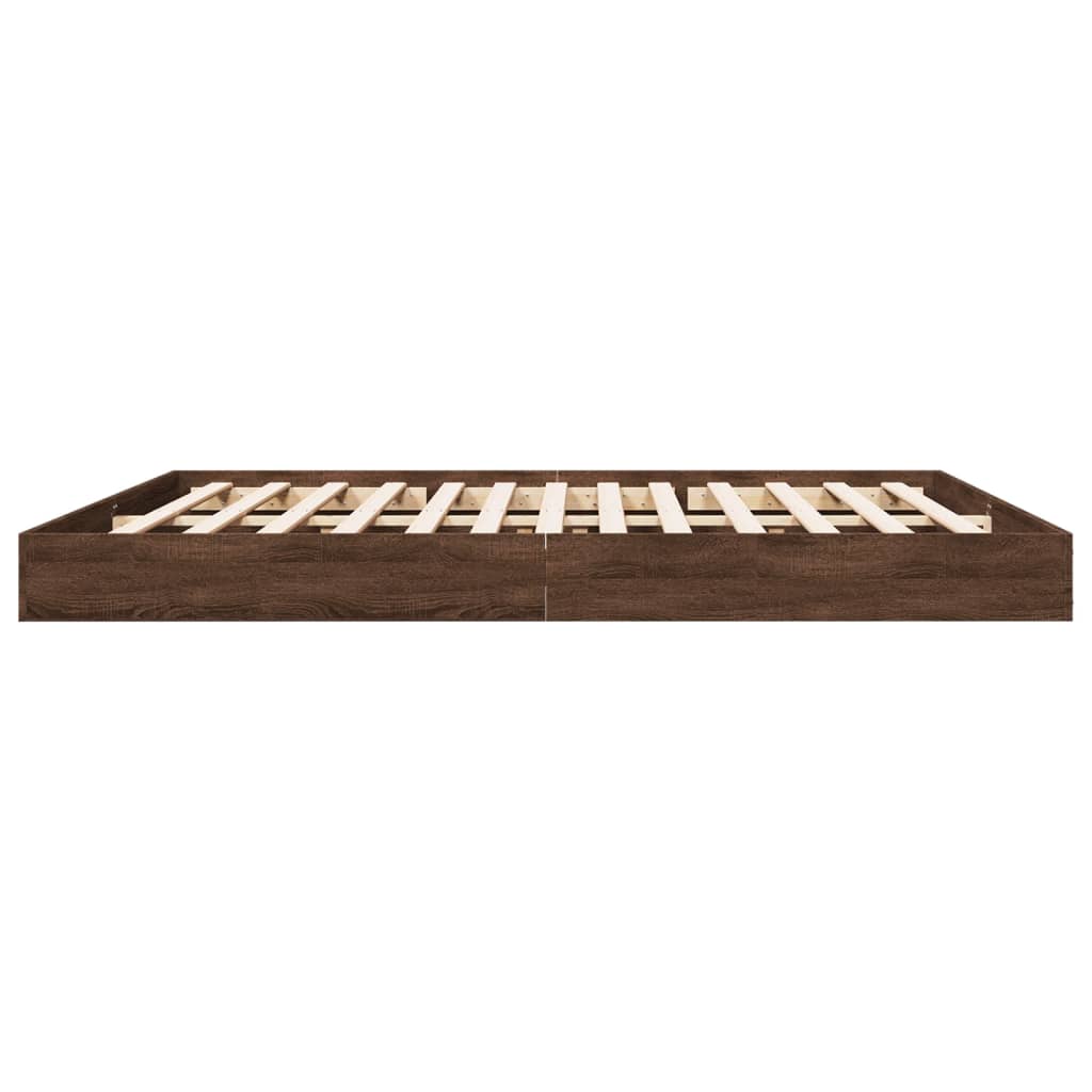 Bed Frame without Mattress Brown Oak 180x200 cm Super King Engineered Wood