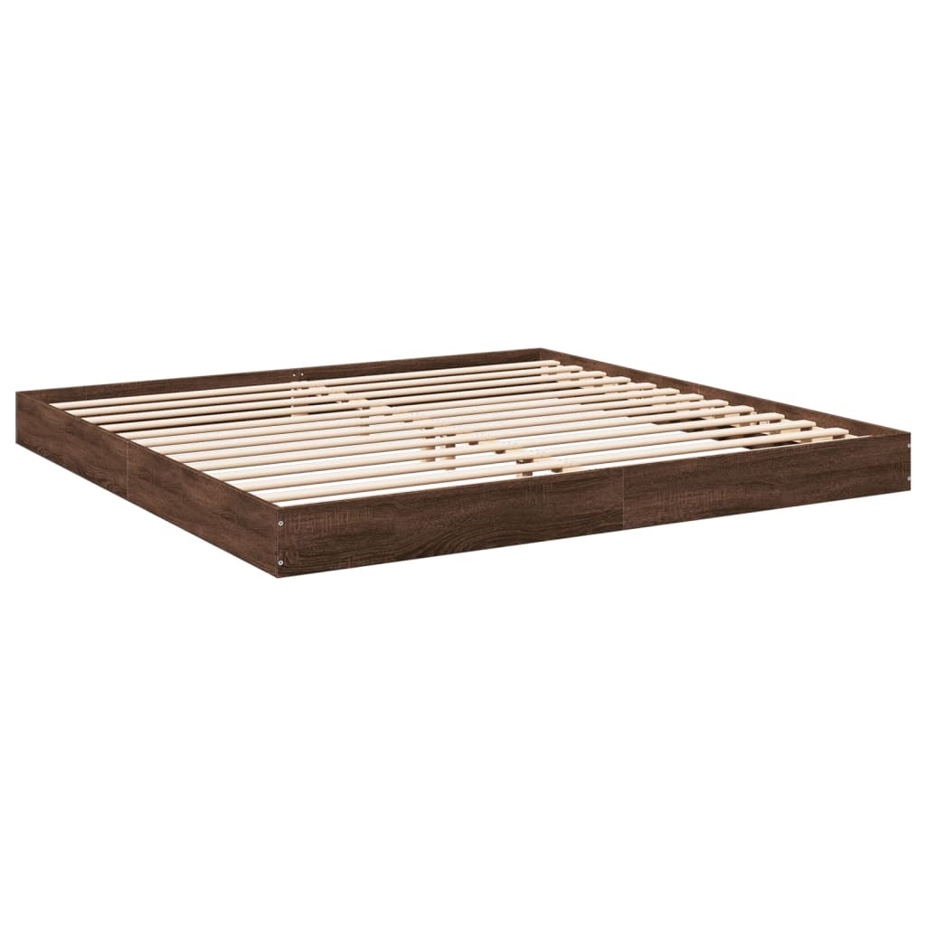 Bed Frame without Mattress Brown Oak 180x200 cm Super King Engineered Wood