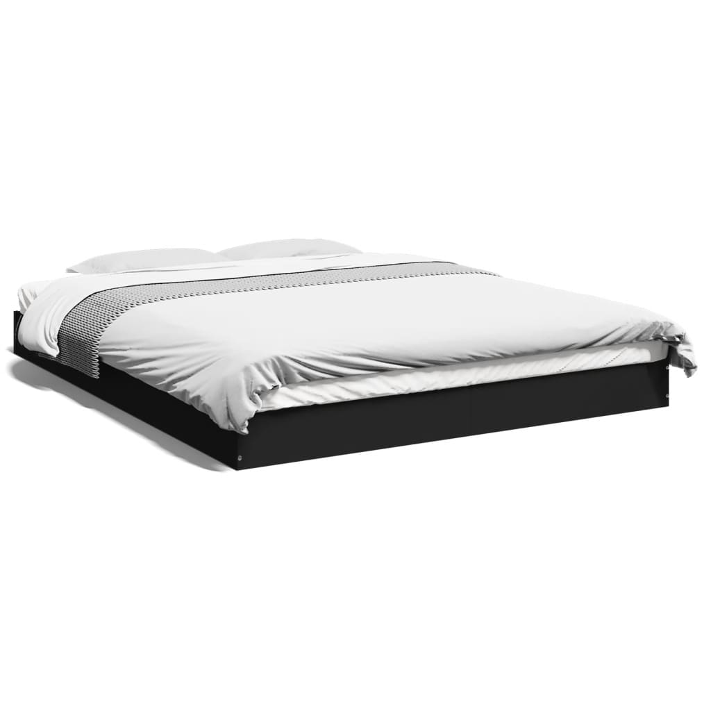 Black Engineered Wood Bed Frame - 160x200 cm, Mattress Not Included