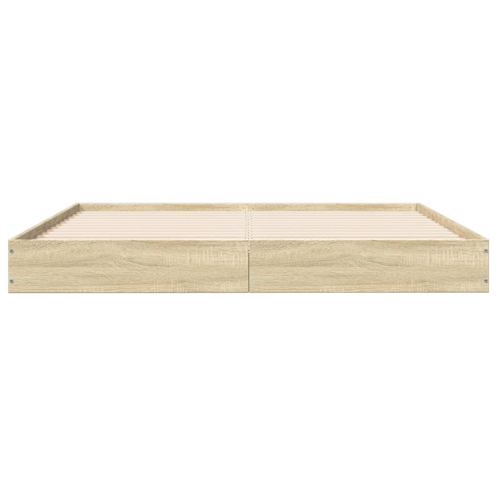 Sonoma Oak Bed Frame 160x200 cm – Engineered Wood, No Mattress