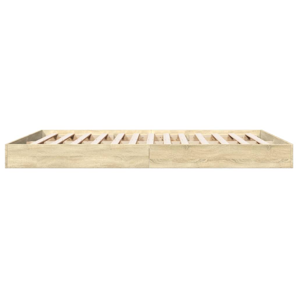 Sonoma Oak Bed Frame 160x200 cm – Engineered Wood, No Mattress