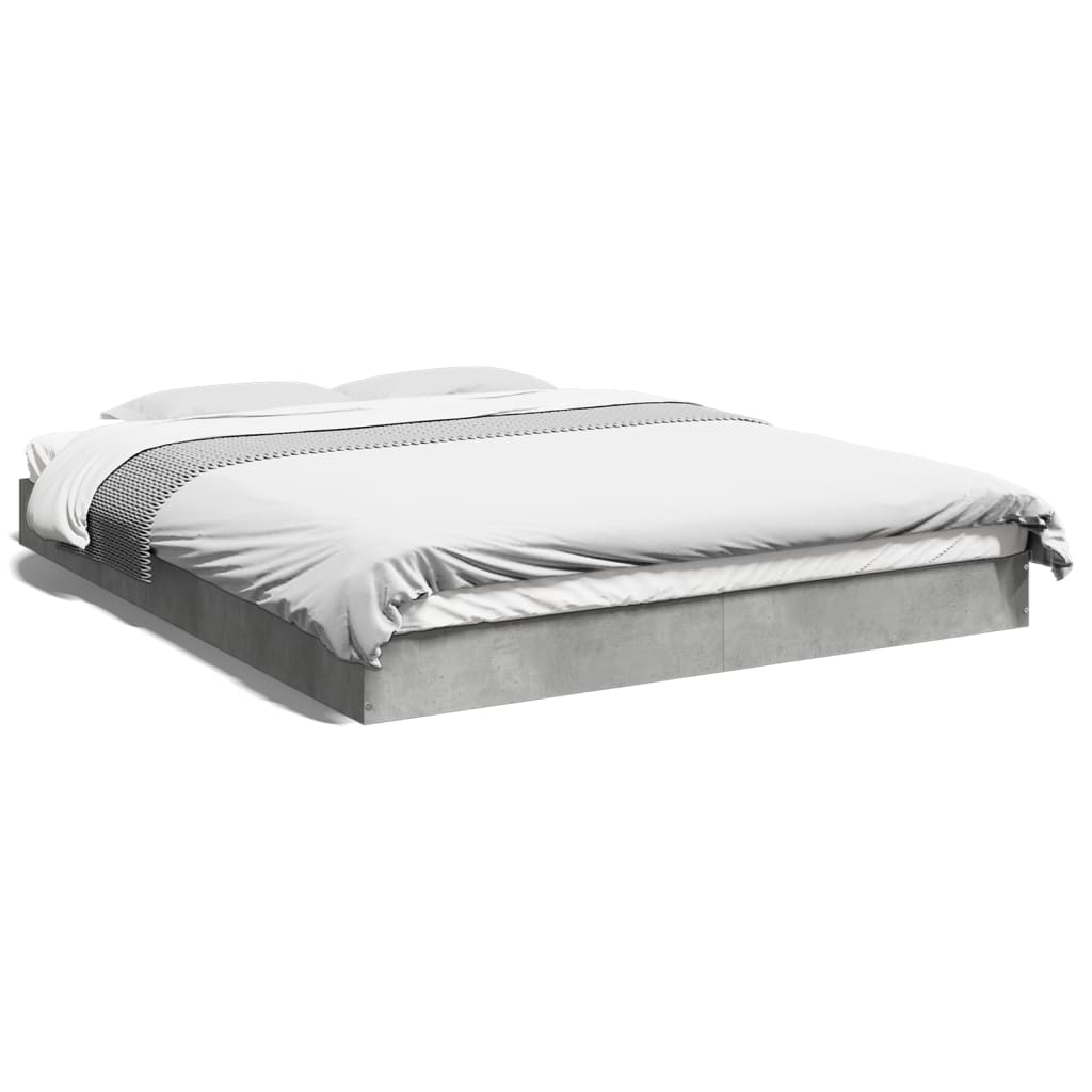 Concrete Grey Bed Frame 160x200cm - Modern Style Without Mattress