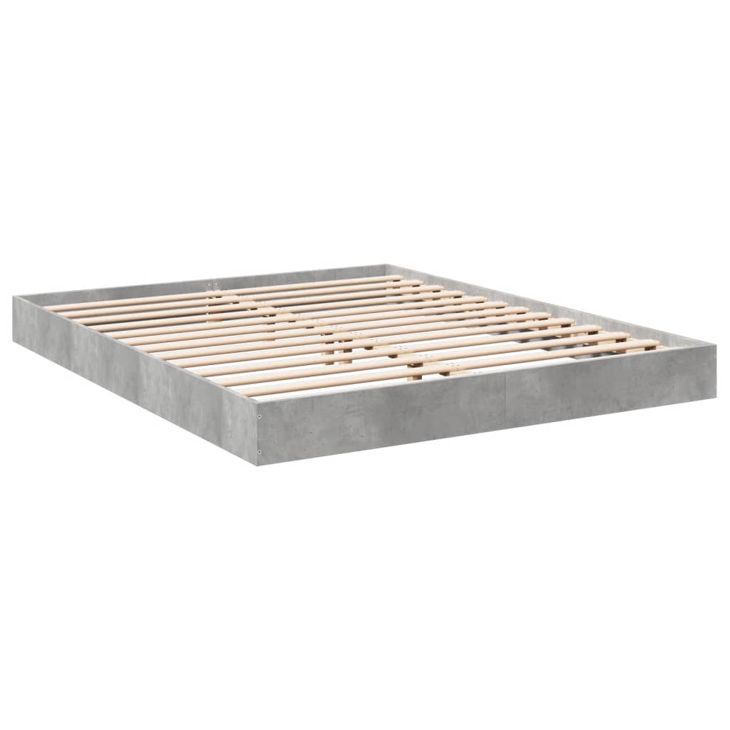 Concrete Grey Bed Frame 160x200cm - Modern Style Without Mattress