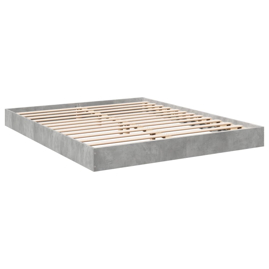 Concrete Grey Bed Frame 160x200cm - Modern Style Without Mattress