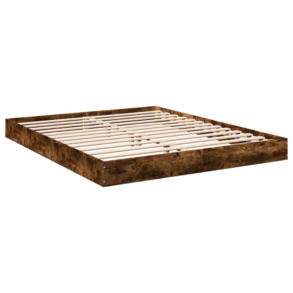 Smoked Oak Engineered Wood Bed Frame 160x200 cm (No Mattress)