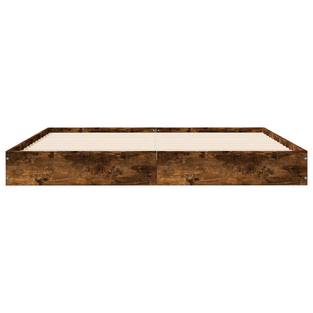 Smoked Oak Engineered Wood Bed Frame 160x200 cm (No Mattress)