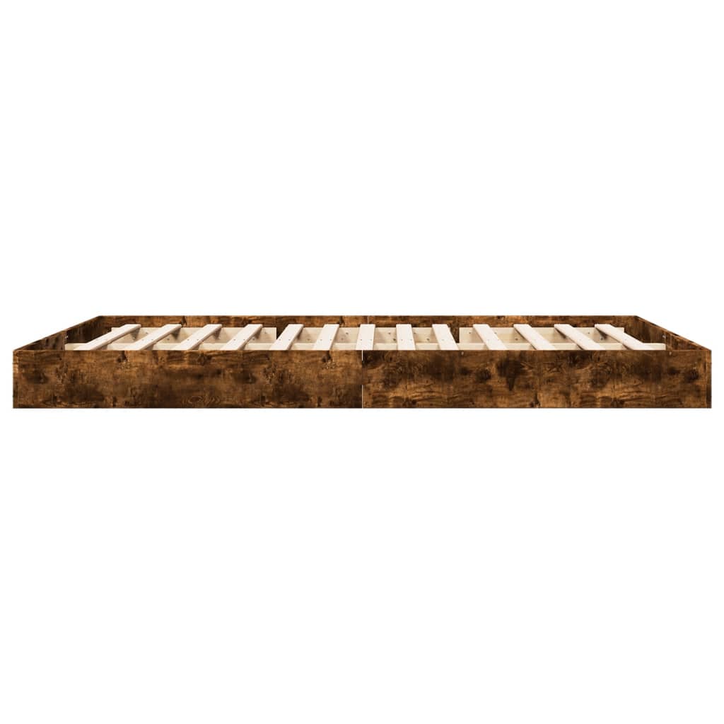 Smoked Oak Engineered Wood Bed Frame 160x200 cm (No Mattress)