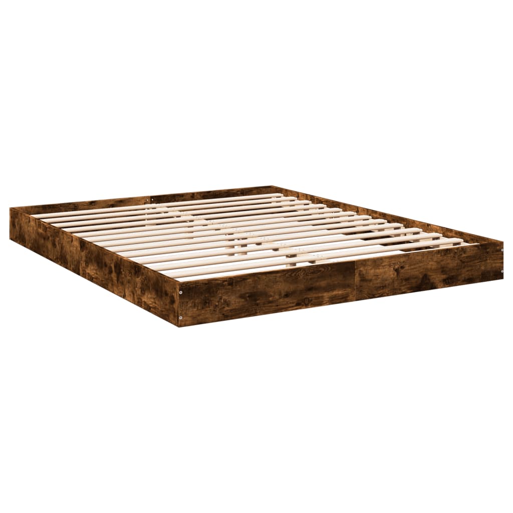 Smoked Oak Engineered Wood Bed Frame 160x200 cm (No Mattress)