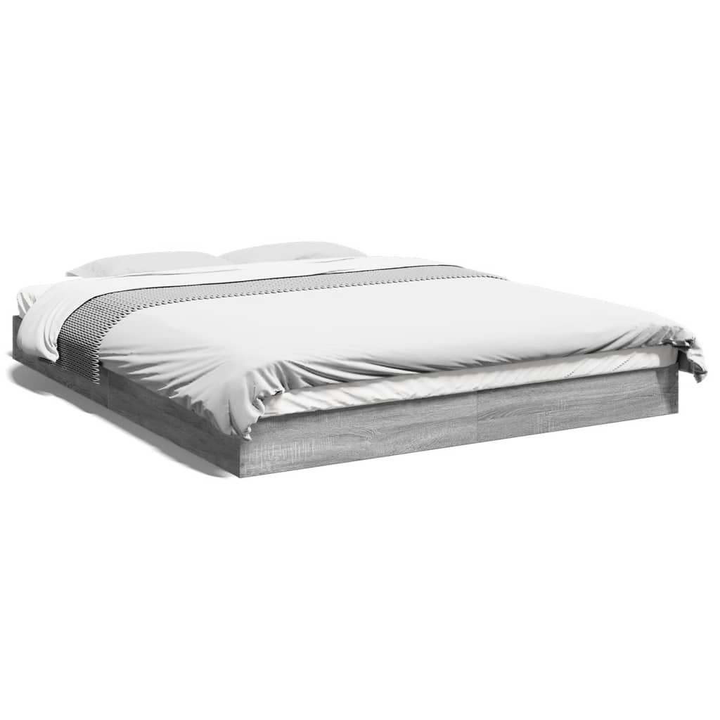 Grey Sonoma Bed Frame 160x200 cm - Durable Engineered Wood