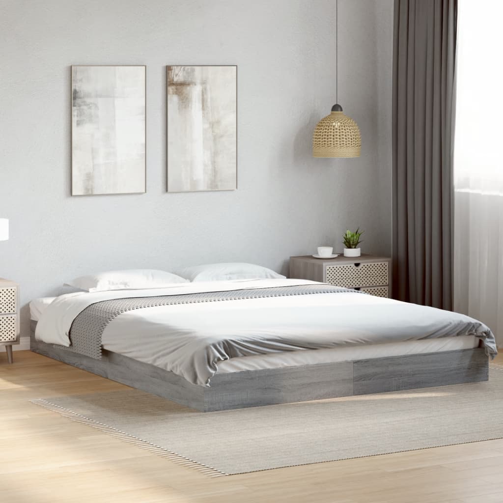 Grey Sonoma Bed Frame 160x200 cm - Durable Engineered Wood