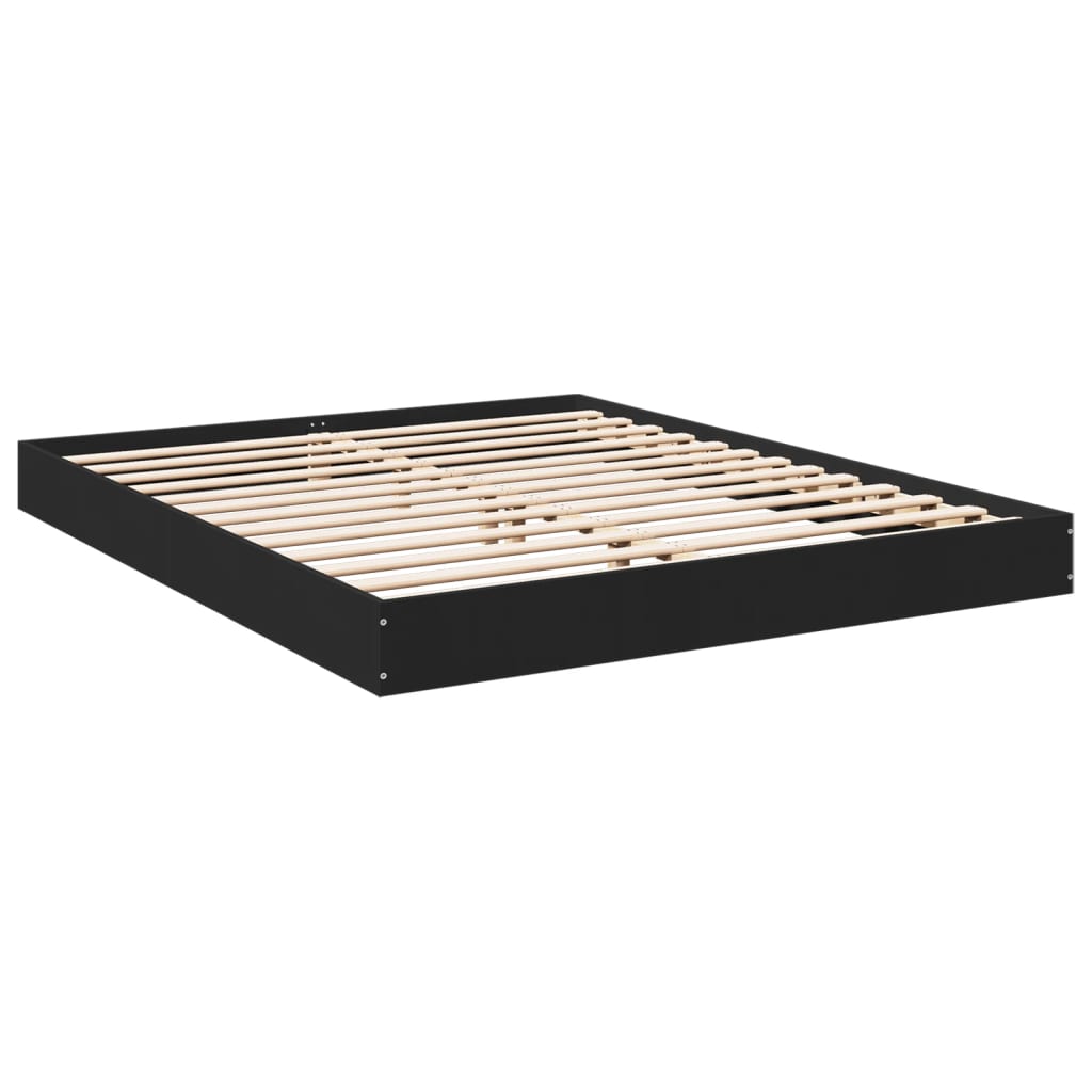 King Size Black Engineered Wood Bed Frame 150x200 cm - No Mattress