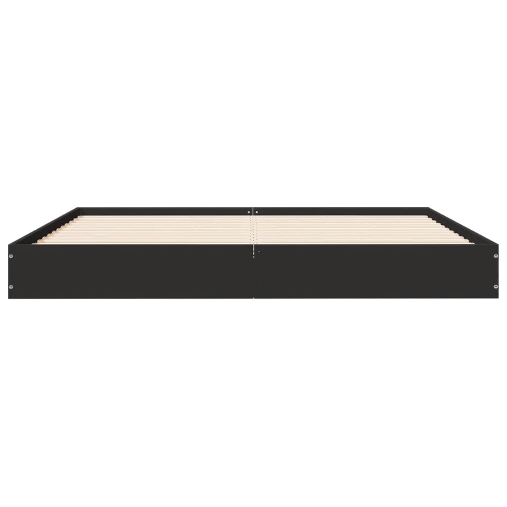 King Size Black Engineered Wood Bed Frame 150x200 cm - No Mattress