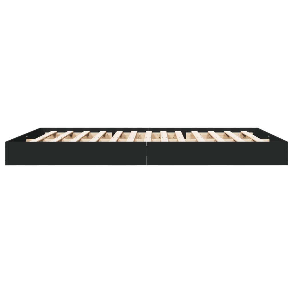 King Size Black Engineered Wood Bed Frame 150x200 cm - No Mattress