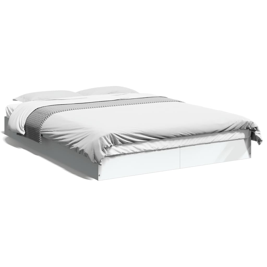 White Engineered Wood Bed Frame 140x200 cm - No Mattress Included