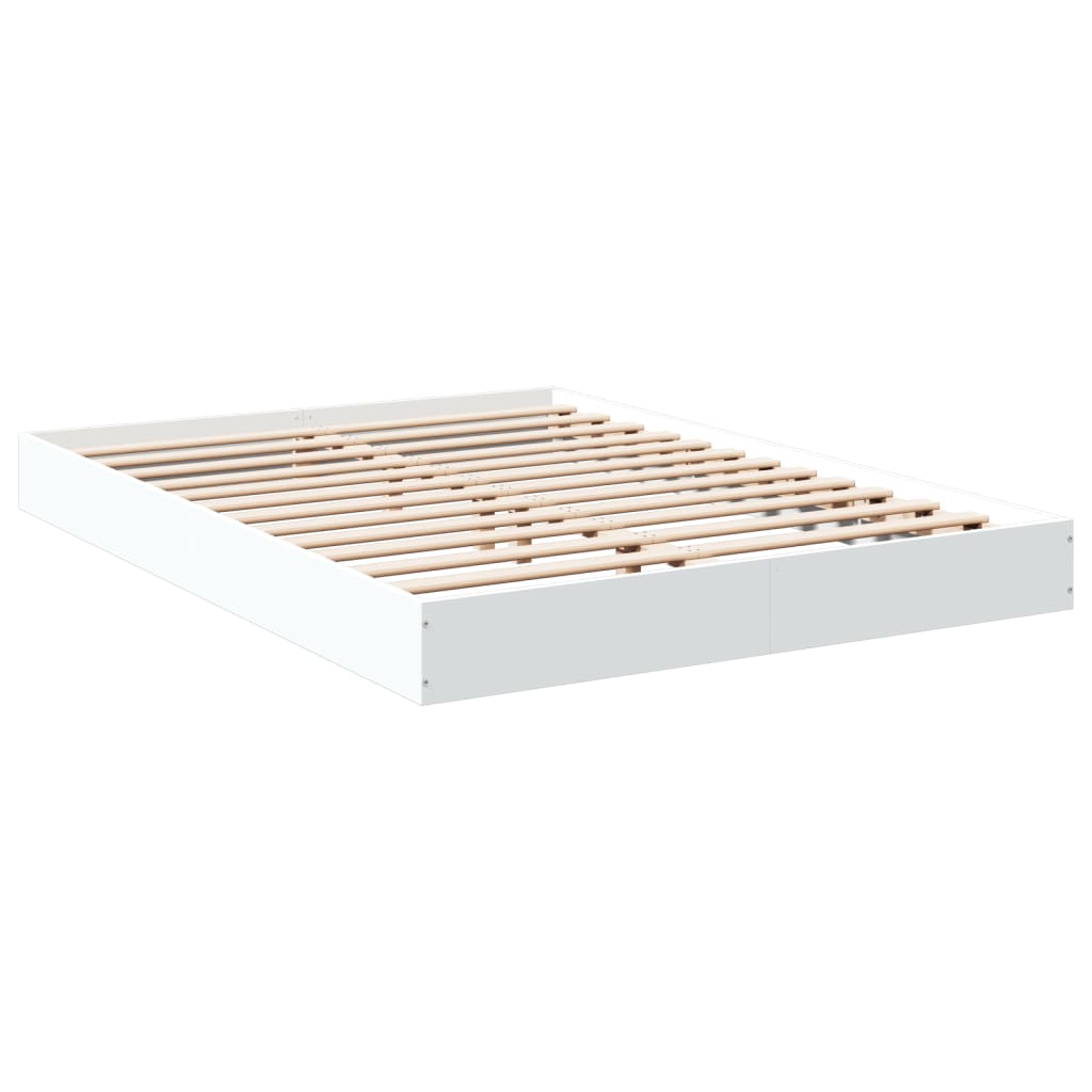 White Engineered Wood Bed Frame 140x200 cm - No Mattress Included