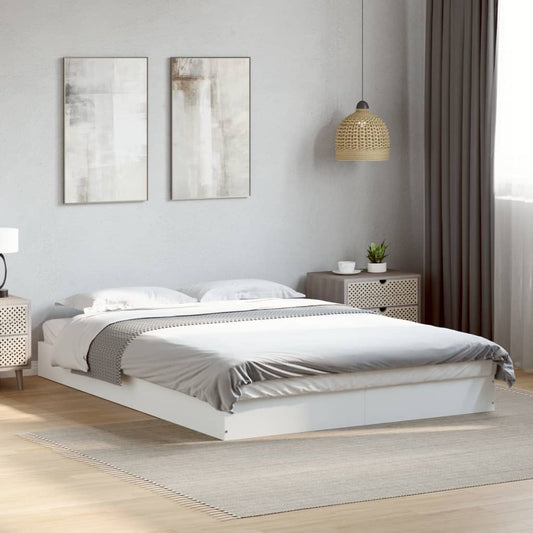 White Engineered Wood Bed Frame 140x200 cm - No Mattress Included