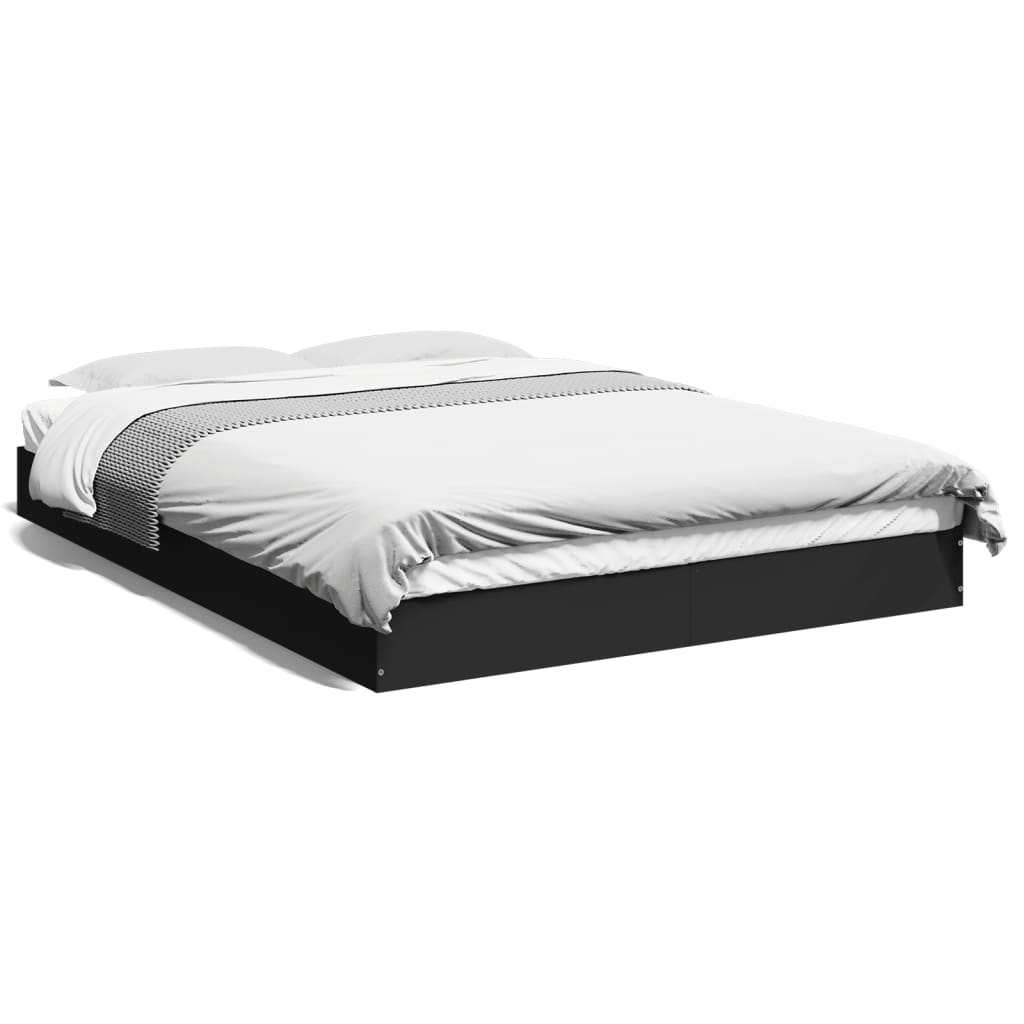Stylish Black Engineered Wood Bed Frame 140x200 cm (No Mattress)