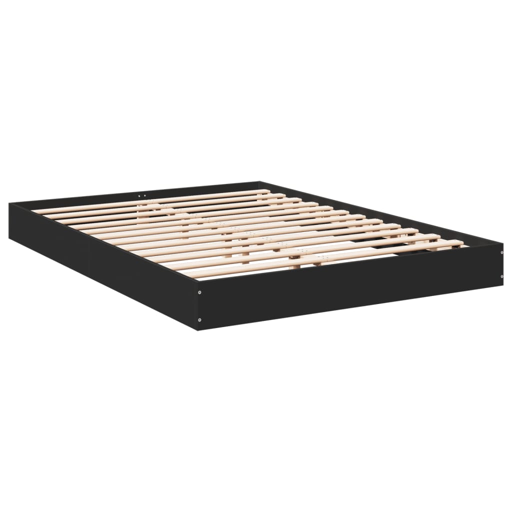 Stylish Black Engineered Wood Bed Frame, Small Double 120x190 cm