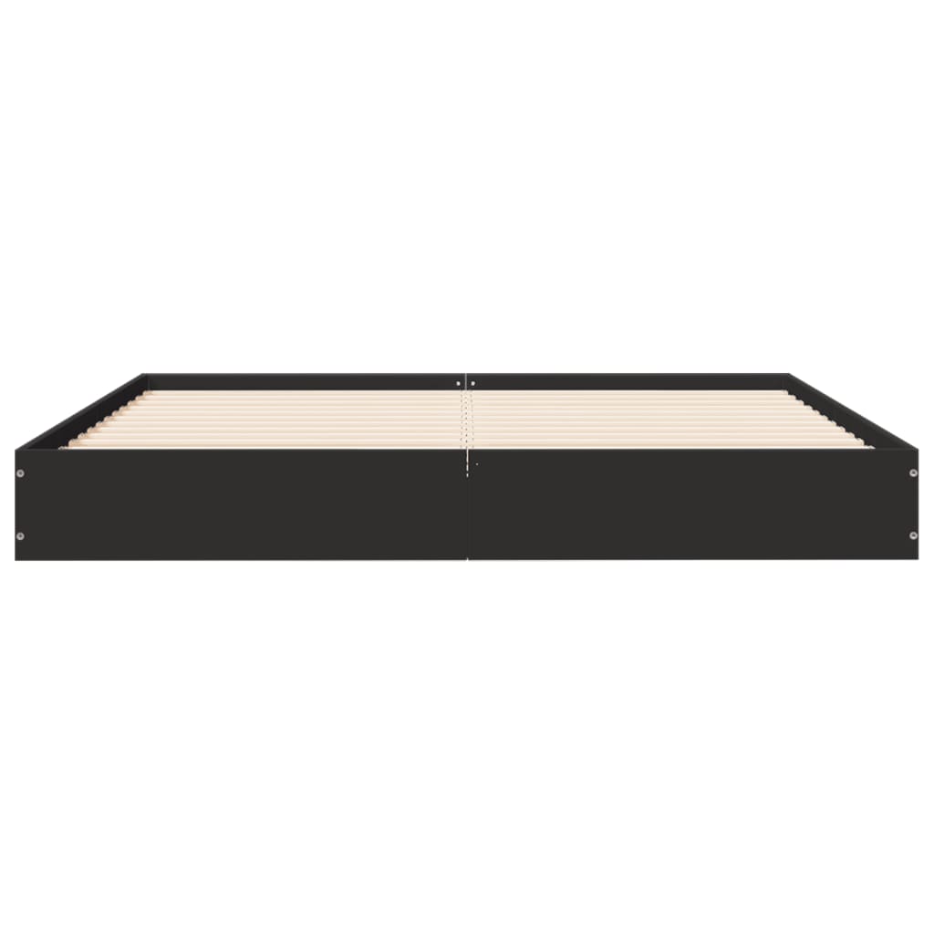 Stylish Black Engineered Wood Bed Frame, Small Double 120x190 cm