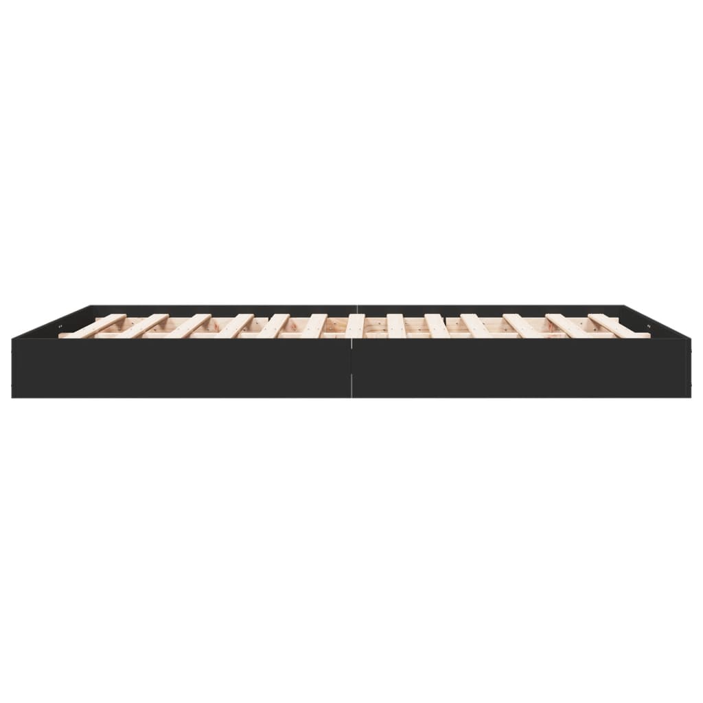 Stylish Black Engineered Wood Bed Frame, Small Double 120x190 cm