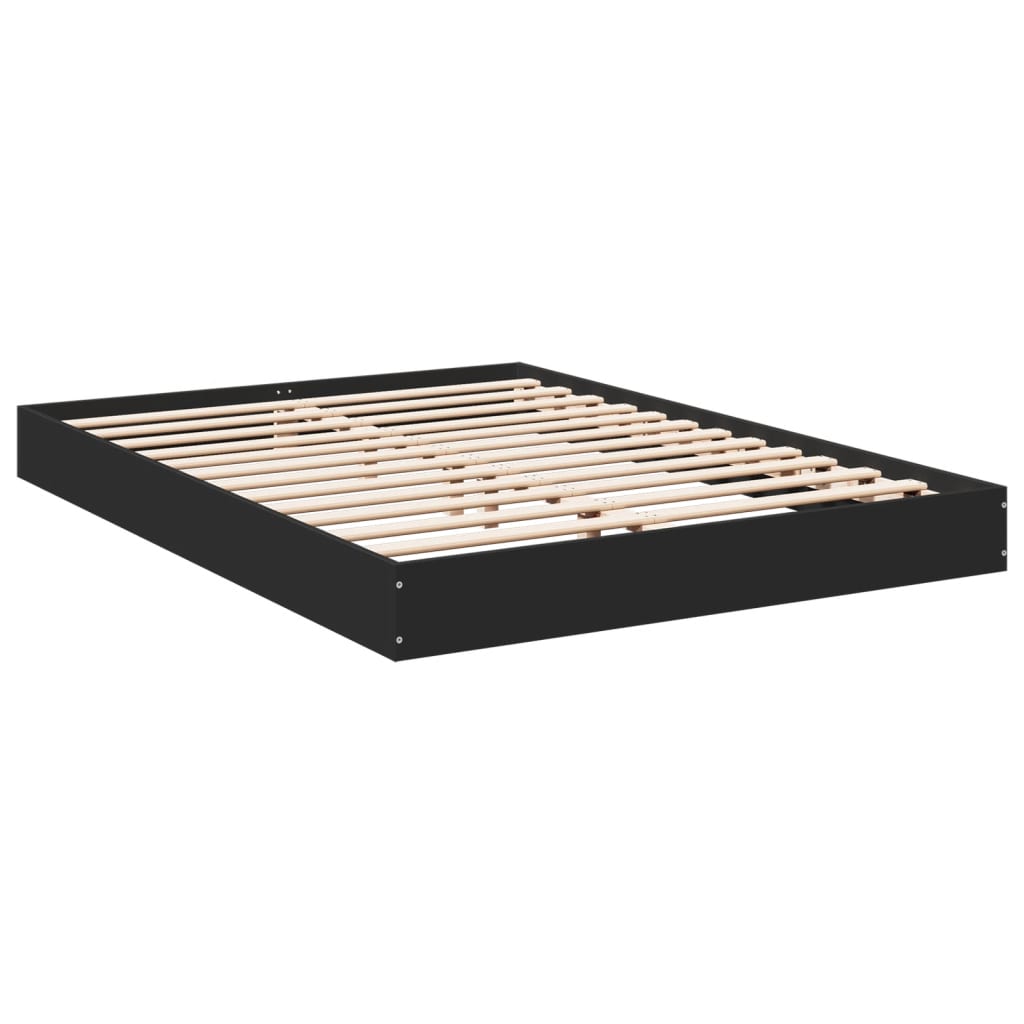 Stylish Black Engineered Wood Bed Frame, Small Double 120x190 cm