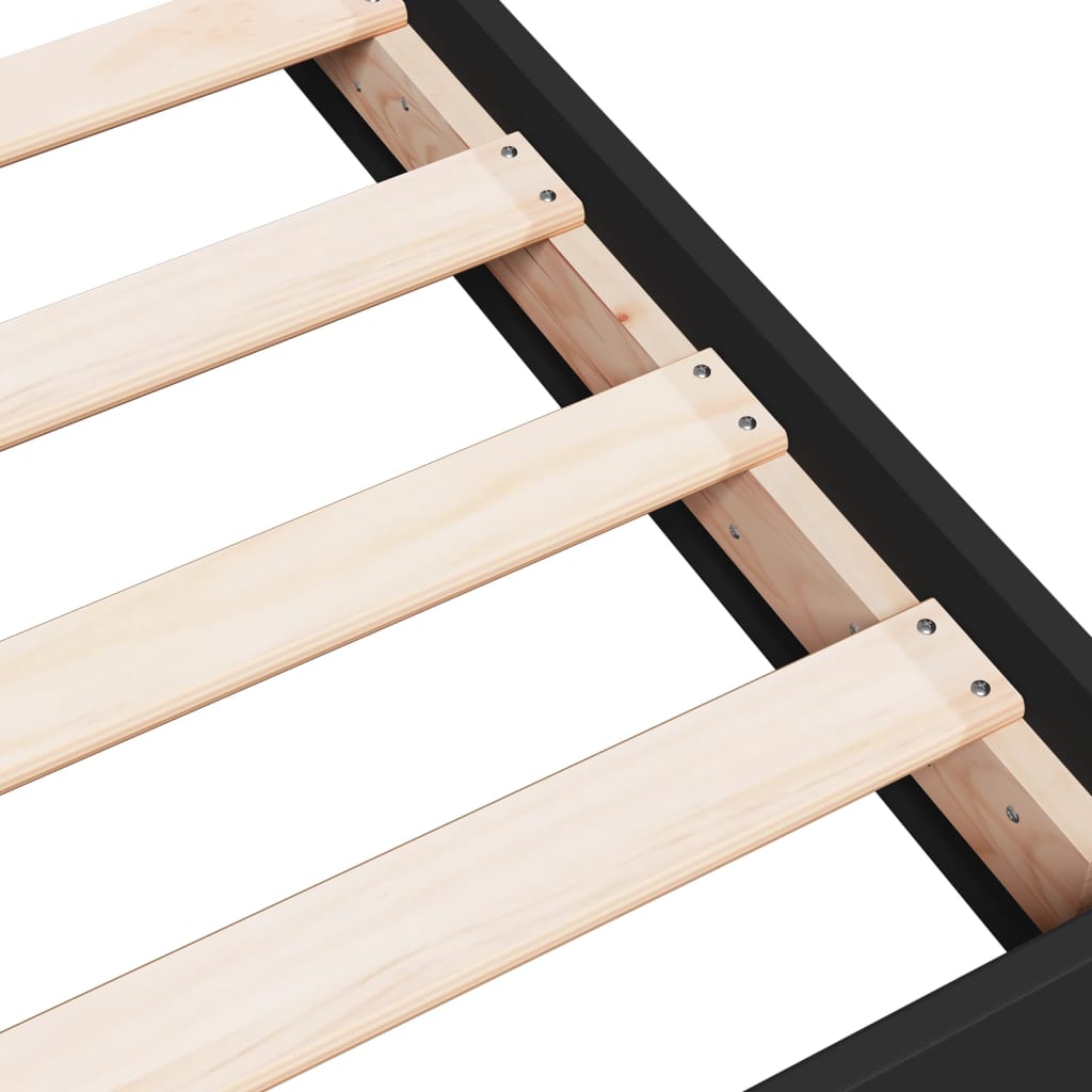 Stylish Black Engineered Wood Bed Frame, Small Double 120x190 cm