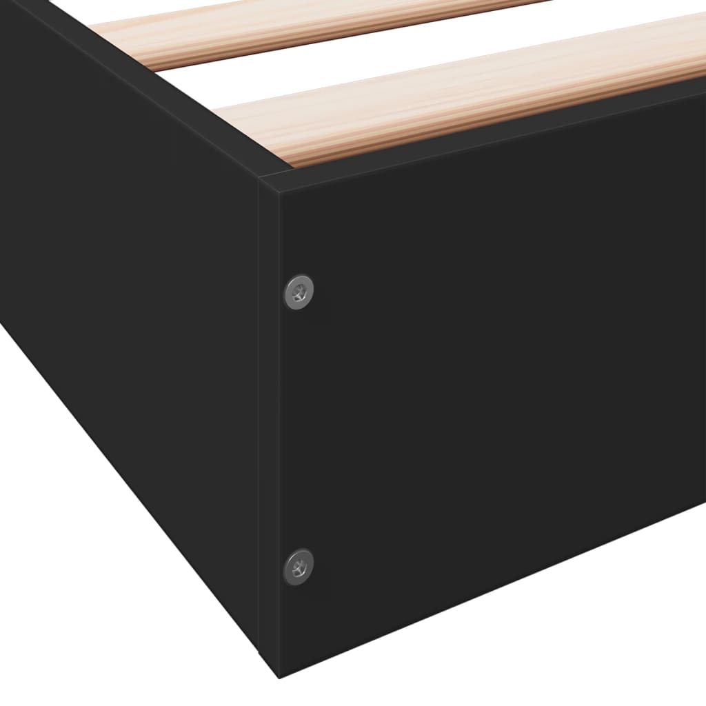 Stylish Black Engineered Wood Bed Frame, Small Double 120x190 cm