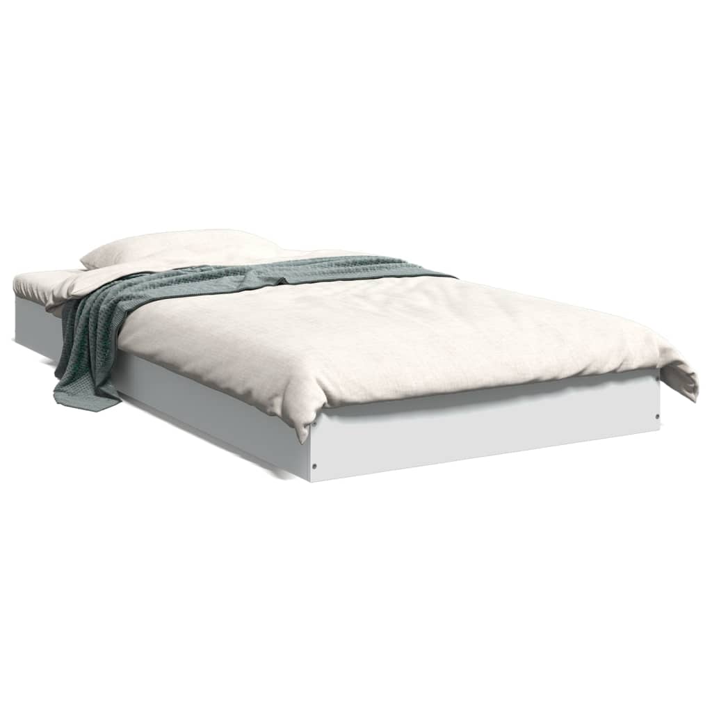White Engineered Wood Bed Frame 100x200 cm - No Mattress Included
