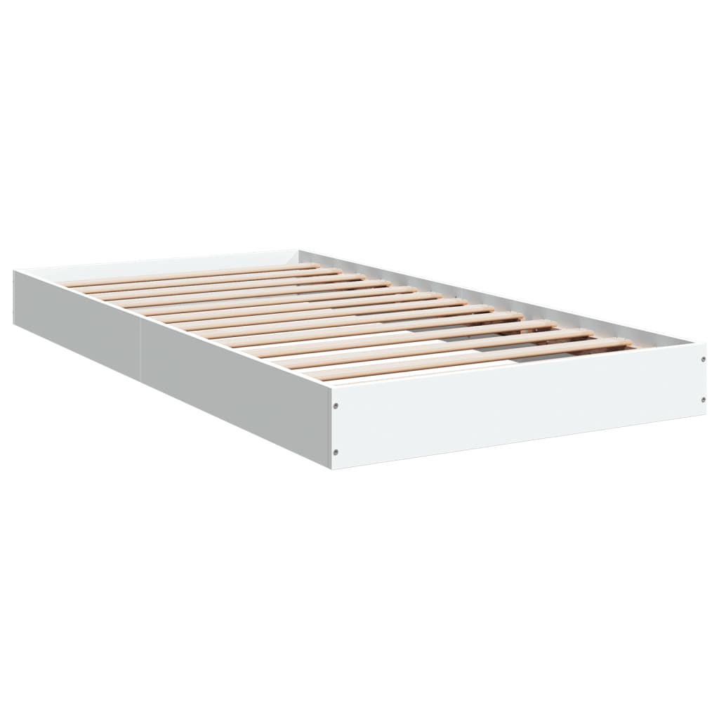 White Engineered Wood Bed Frame 100x200 cm - No Mattress Included