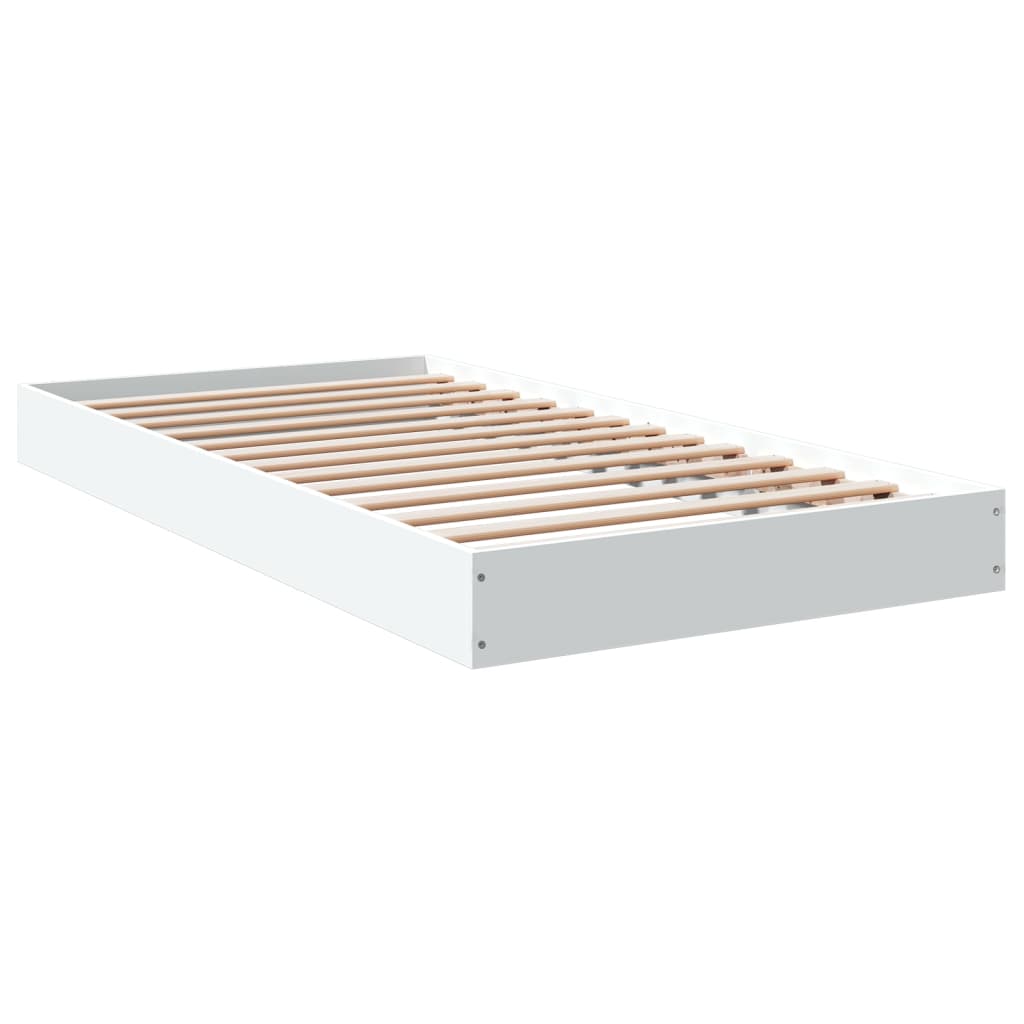 White Engineered Wood Bed Frame 100x200 cm - No Mattress Included