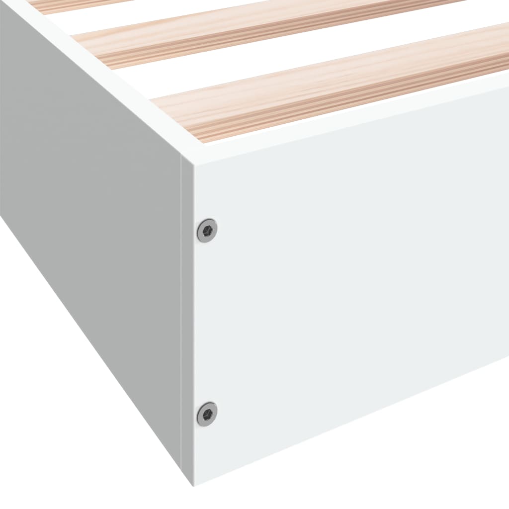 White Engineered Wood Bed Frame 100x200 cm - No Mattress Included