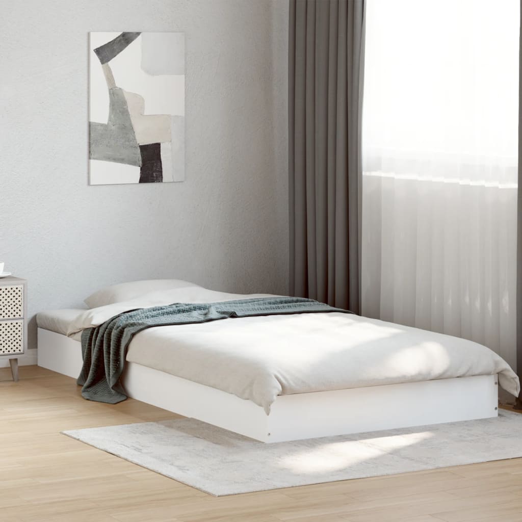 White Engineered Wood Bed Frame 100x200 cm - No Mattress Included