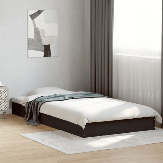 Sleek Black 100x200 cm Engineered Wood Bed Frame - No Mattress