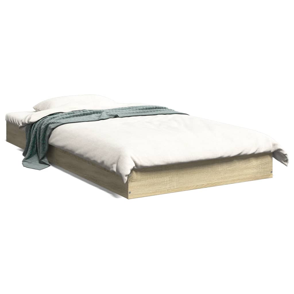 Sonoma Oak Engineered Wood Bed Frame 100x200 cm (Mattress Not Included)