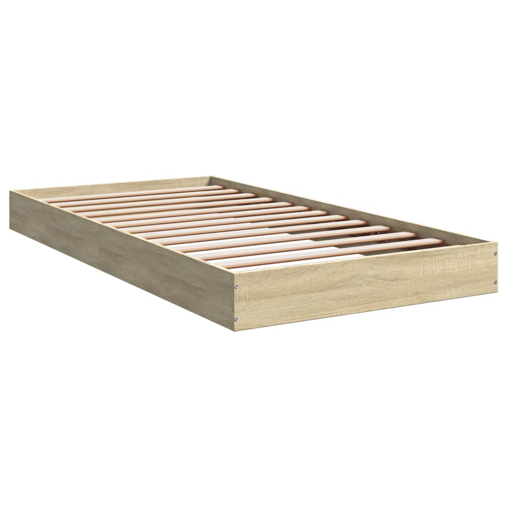 Sonoma Oak Engineered Wood Bed Frame 100x200 cm (Mattress Not Included)