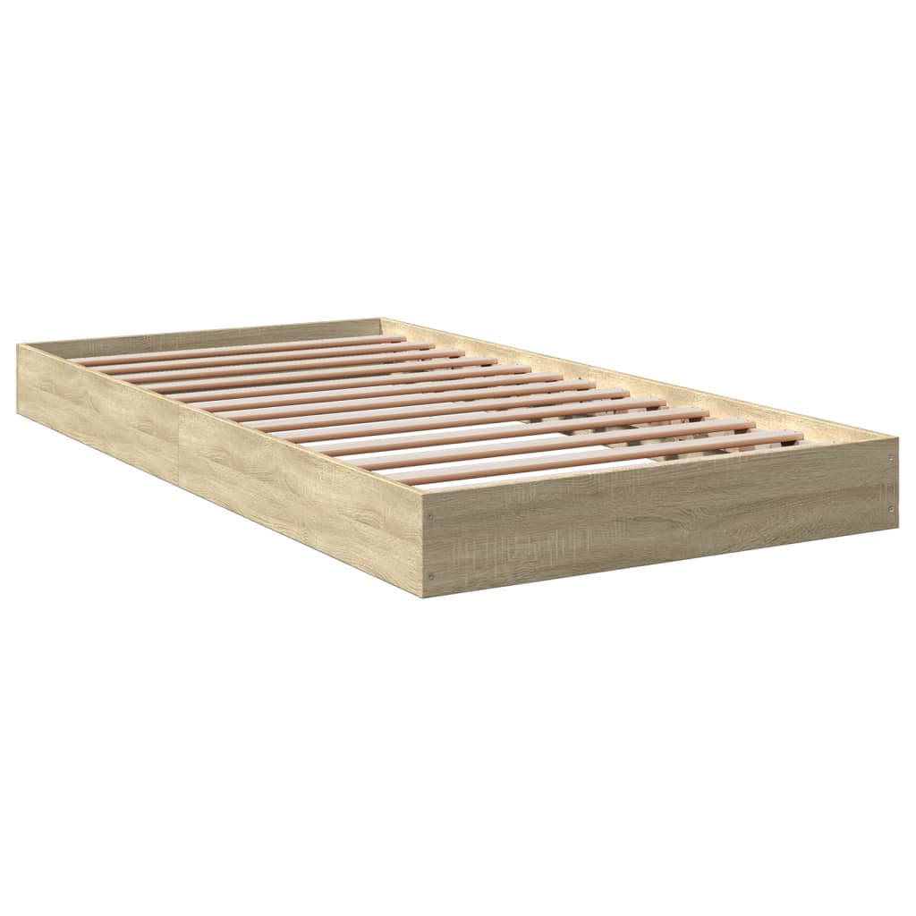 Sonoma Oak Engineered Wood Bed Frame 100x200 cm (Mattress Not Included)