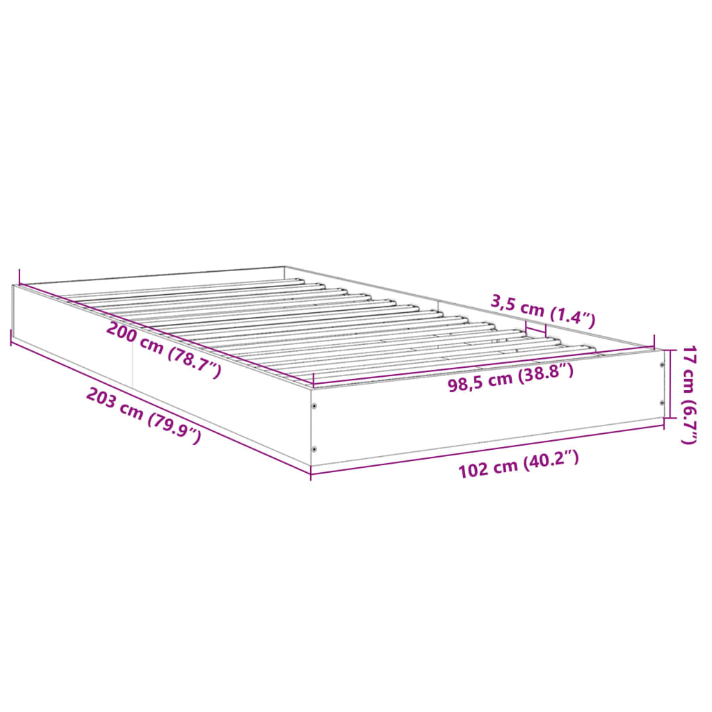 Sonoma Oak Engineered Wood Bed Frame 100x200 cm (Mattress Not Included)