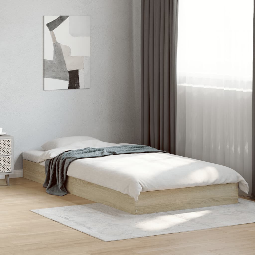 Sonoma Oak Engineered Wood Bed Frame 100x200 cm (Mattress Not Included)
