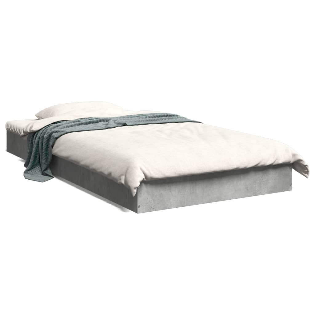 Concrete Grey Bed Frame 100x200 cm - Modern Metal Design