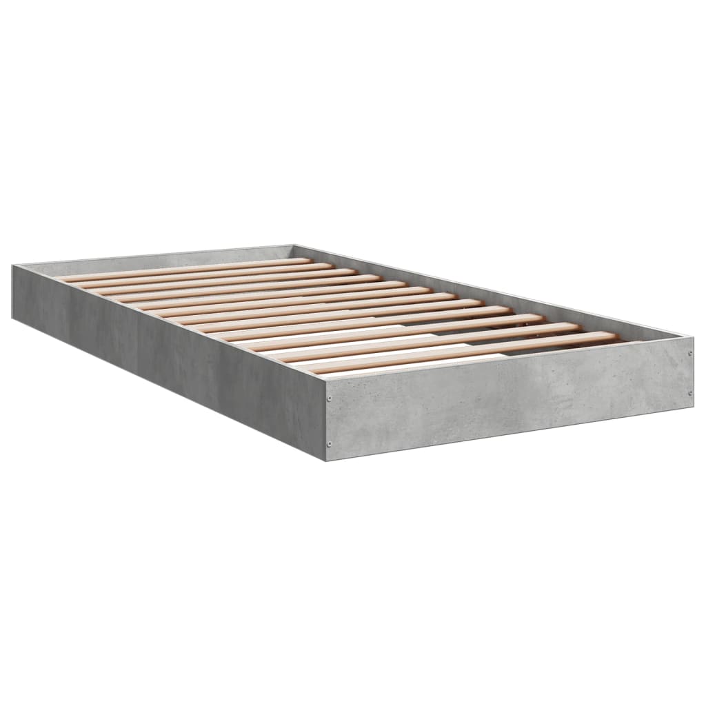 Concrete Grey Bed Frame 100x200 cm - Modern Metal Design