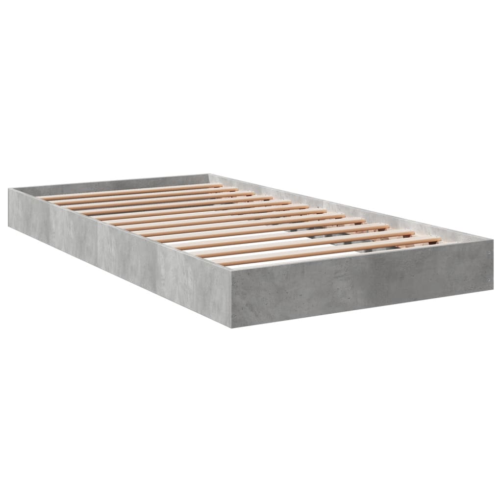 Concrete Grey Bed Frame 100x200 cm - Modern Metal Design