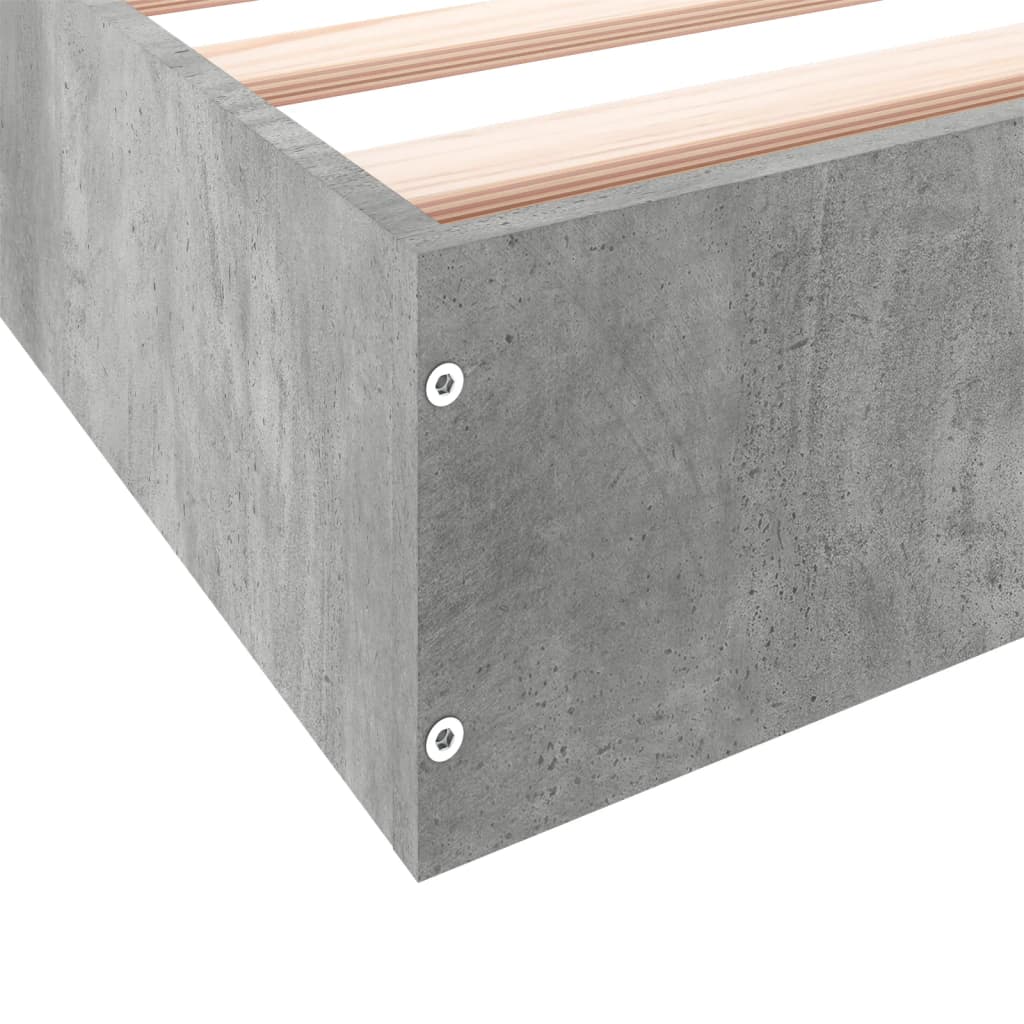 Concrete Grey Bed Frame 100x200 cm - Modern Metal Design