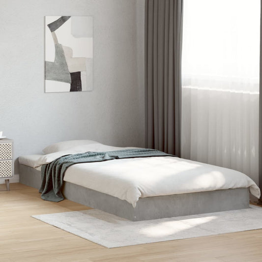 Concrete Grey Bed Frame 100x200 cm - Modern Metal Design