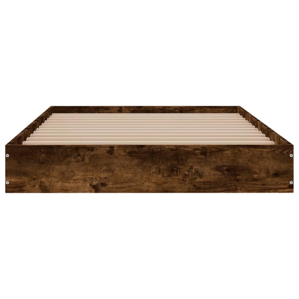 Smoked Oak Bed Frame 100x200 cm - Engineered Wood Base