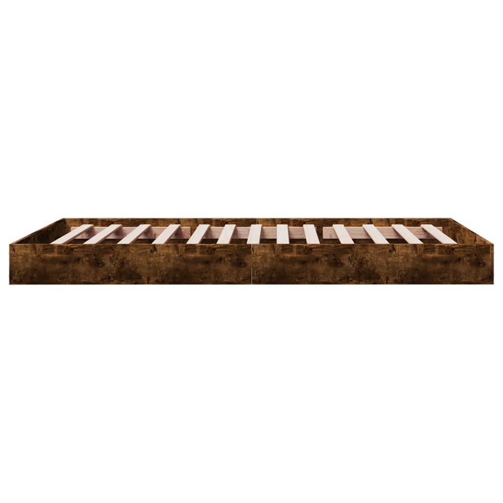 Smoked Oak Bed Frame 100x200 cm - Engineered Wood Base